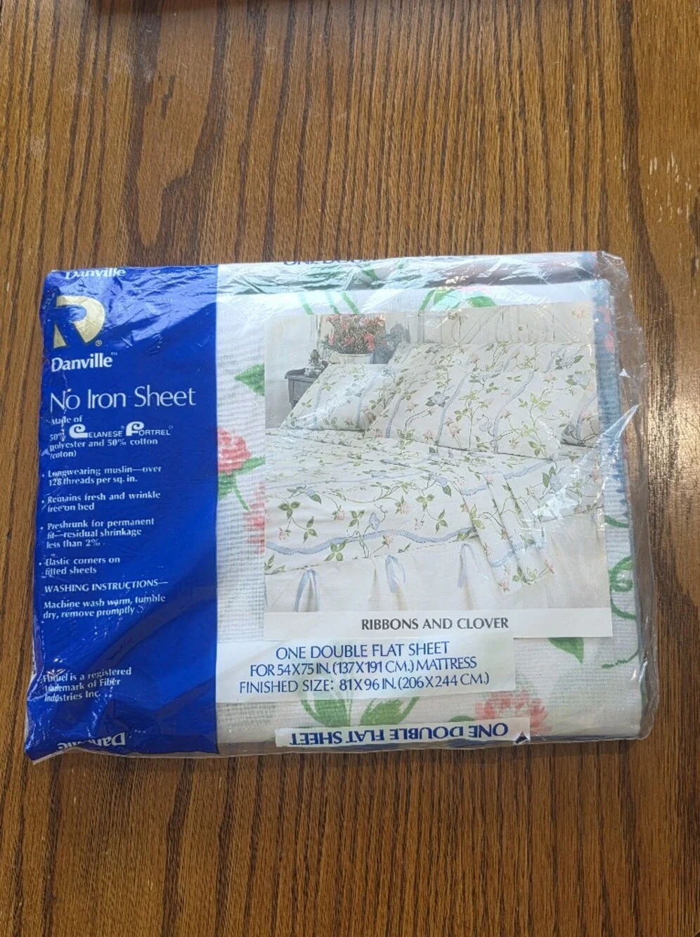 Vtg Danville By Dan River Sheet Set Double Flat & Fitted Floral NOS Made In USA